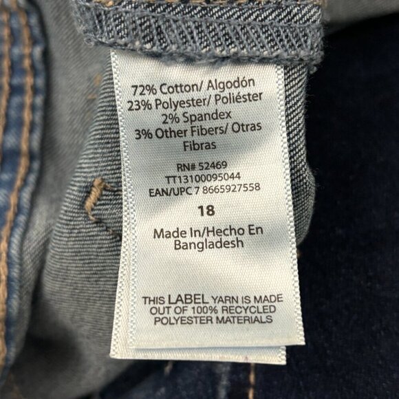 Time And Tru Boyfriend Patch Detail Women's size 18 Medium Blue Denim jeans - Picture 3 of 4